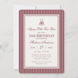Wine Vineyard Club Old Money Striped Red Birthday Kaart