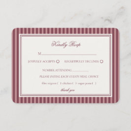 Wine Vineyard Club Old Money Striped Wedding RSVP Informatiekaartje