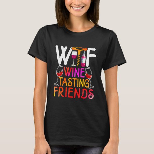Wine   Wine Tasting Friends Retro Drinking Wine T-shirt (Voorkant)