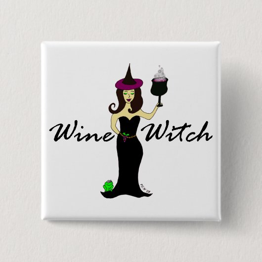 Wine Witch Square Vierkante Button 5,1 Cm (Voorkant)