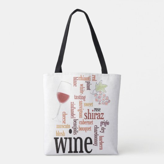 Wine Word Cloud Design Canvas tas (Achterkant)