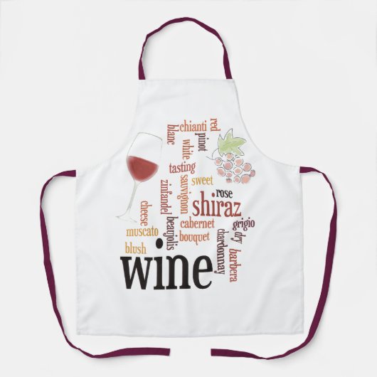 Wine Word Cloud Design Schort (Voorkant)