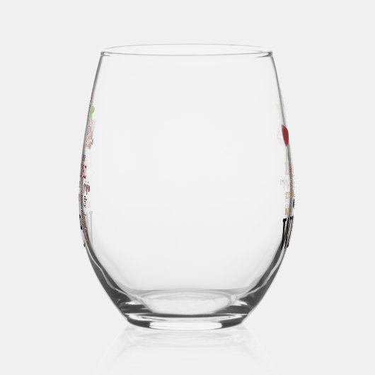 Wine Word Cloud Design Verre Vin Stemless (Droite)