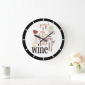 Wine Word Cloud Design Wall-kast Grote Klok (Huis)