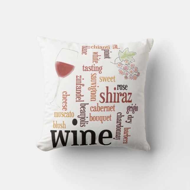 Wine Word Cloud Sierkussen (Voorkant)