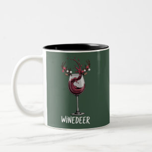 Winedeer Grappige Koppels Kerst Overeenkomstige Va Tweekleurige Koffiemok