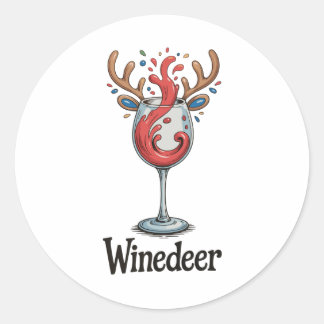 Winedeer Reindeer Christmas Xmas Matching Family Ronde Sticker