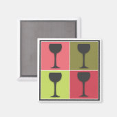 Wineglass Pop Art Vin Thème Retro Magnet (Recto/Verso)