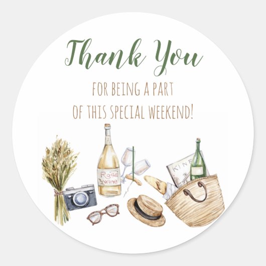 Winery Girls Weekend Bachelorette Ronde Sticker (Voorkant)