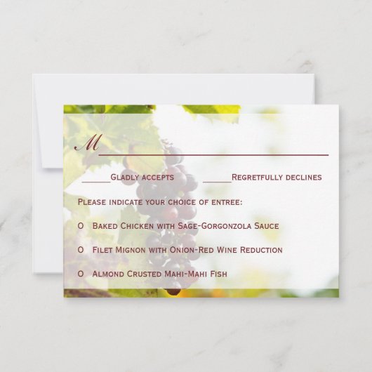 Winery Grapes Vineyard Wedding RSVP-reactiekaart RSVP Kaartje (Achterkant)