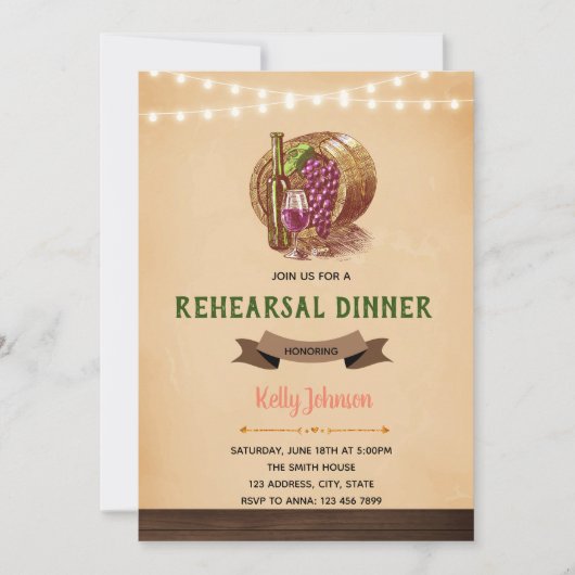 Winery repetitie diner uitnodiging (Voorkant)