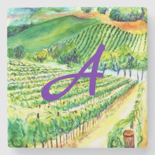 Winery Vineyard Art Custom Monogram Stenen Onderzetter