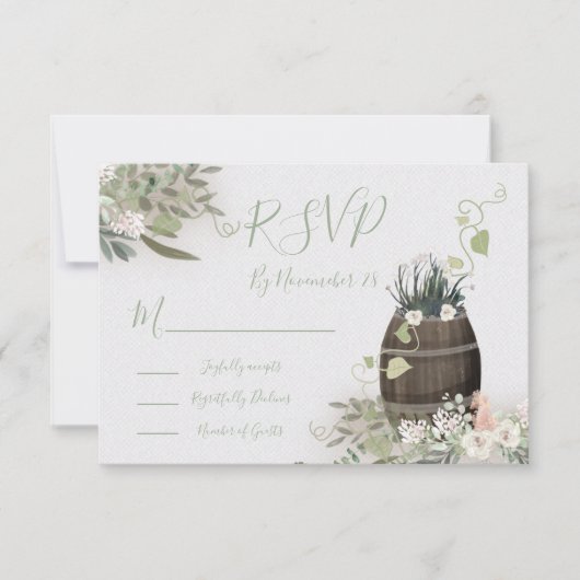 Winery Vineyard Wedding response cards RSVP (Voorkant)
