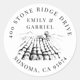 Winery Wedding Return-adreslabels Ronde Sticker
