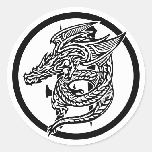 Wing Dragon Classic ronde Sticker (Voorkant)
