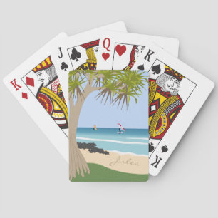 Wing Folie Surfers Pandanus Tree at Beach Naam toe Pokerkaarten