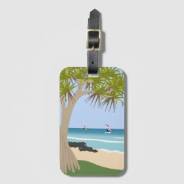 Wing Folie Surfers Pandanus Tree op het strand Bagagelabel