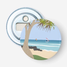 Wing Folie Surfers Pandanus Tree op het strand Button Flesopener