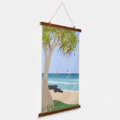 Wing Folie Surfers Pandanus Tree op het strand Hangend Wandkleed (Gebogen)