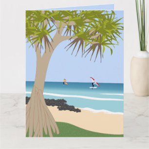 Wing Folie Surfers Pandanus Tree op het strand Kaart