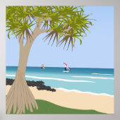 Wing Folie Surfers Pandanus Tree op het strand Poster (Voorkant)