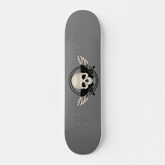 Wing Skull - BLACK & WHITE Skateboard (Voorkant)
