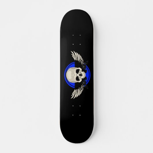 Wing Skull - BLUE Skateboard (Voorkant)