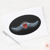 Wing Skull Chrome Ovale Sticker (Envelop)