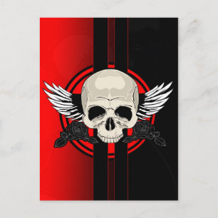Wing Skull - RED Briefkaart