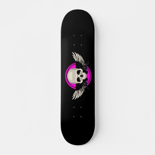 Wing Skull - Roze Skateboard (Voorkant)