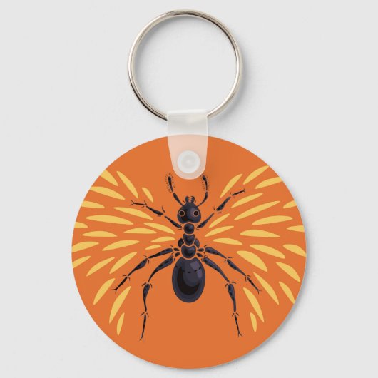 Winged Ant Insect Lover Fiery Oranje Sleutelhanger (Voorkant)