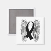 Winged Awareness Ribbon (Black) Magneet (Voorkant / Achterkant)