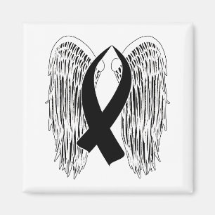 Winged Awareness Ribbon (Black) Magneet