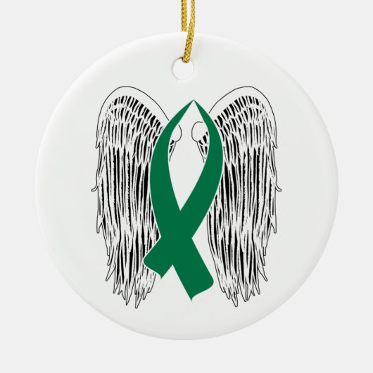 Winged Awareness Ribbon (Green) Keramisch Ornament (Voorkant)