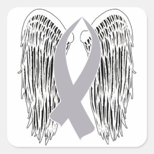Winged Awareness Ribbon (Grey Ribbon) Vierkante Sticker
