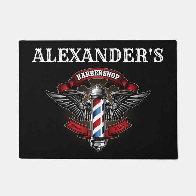 Winged Barber Pole Logo personaliseren Deurmat (Voorkant)