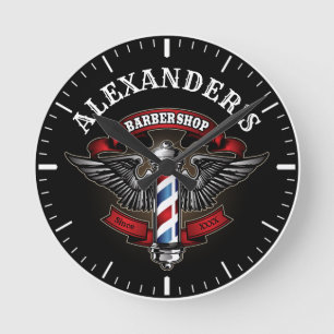 Winged Barber Pole Logo personaliseren Ronde Klok