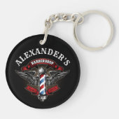 Winged Barber Pole Personaliseer Sleutelhanger (Achterkant)