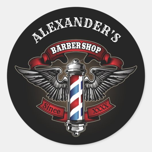 Winged Barber Pole personaliseren Ronde Sticker (Voorkant)