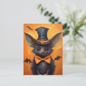 Winged Bat in Tall Witch Hat Briefkaart (Staand voorkant)