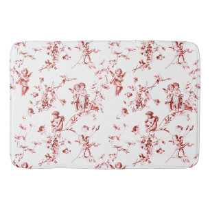  Winged Cherub Angels Flowers Red Toile Badmat