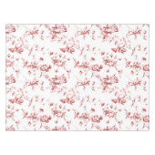  Winged Cherub Angels Flowers Red Toile Tafelkleed (Voorkant (Horizontaal))