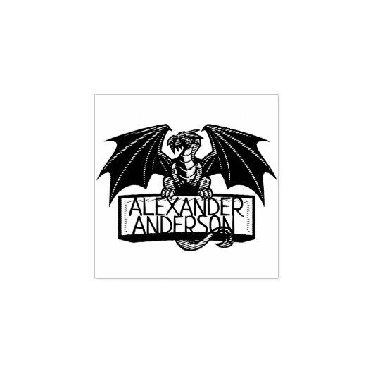 Winged dragon personaliseren 	rubberstempel (Afrduk)