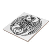 Winged Dragon Woodcut Tegeltje (Zijkant)