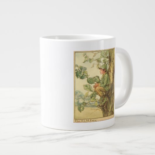 Winged Elm Fairy Zitten in een boom Grote Koffiekop (Voorkant rechts)