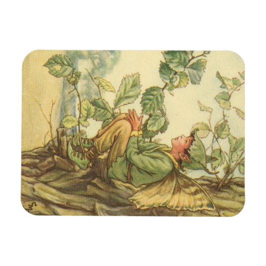 Winged Elm Fairy Zitten in een boom Magneet (Horizontaal)