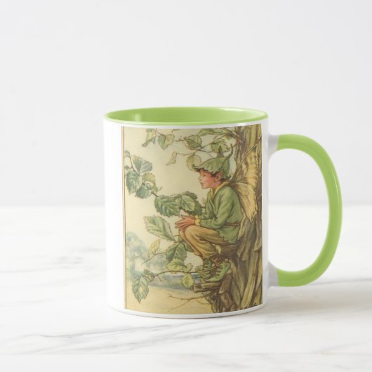 Winged Elm Fairy Zitten in een boom Mok (Rechts)