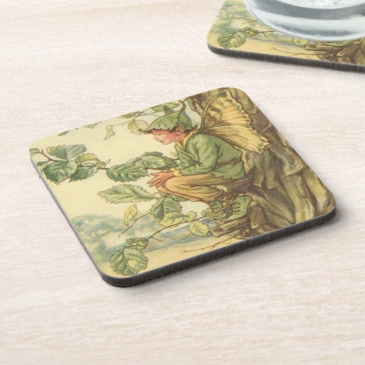 Winged Elm Fairy Zitten in een boom Onderzetter (Linkerzijde)