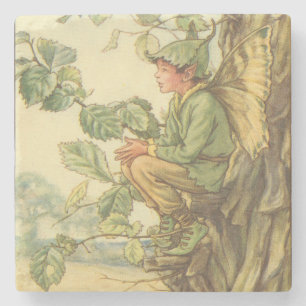 Winged Elm Fairy Zitten in een boom Stenen Onderzetter