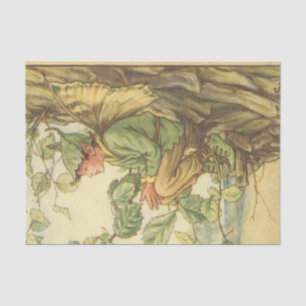 Winged Elm Fairy Zitten in een boom Tissuepapier